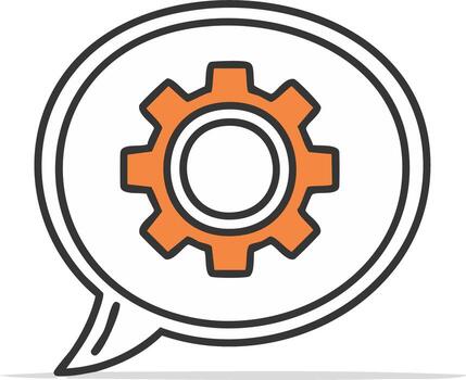 Communication bubble with cogwheel icon representing technical support or problem solving vector
