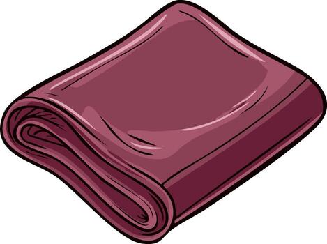 A neatly folded dark red fabric illustration, depicting smooth layers of textile material for household use vector