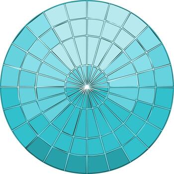 Abstract illustration of a blue and turquoise radial pattern or design with geometric shapes vector