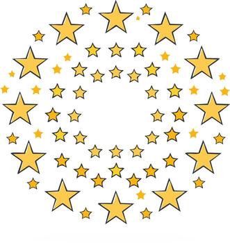 Collection of yellow stars arranged in a circular pattern against a white background vector