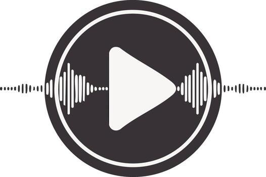 jugar botón icono con sonido olas gráfico para audio multimedia reproducción vector