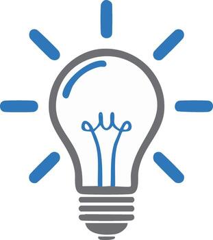 Conceptual light bulb illustration symbolizing innovation and ideas with blue and grey color scheme vector