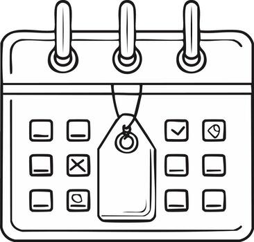 Linear illustration of calendar for planning, date reminders, scheduling and events vector