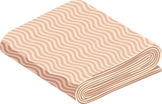 A stack of folded fabric with a wavy stripe pattern in beige and brown tones vector