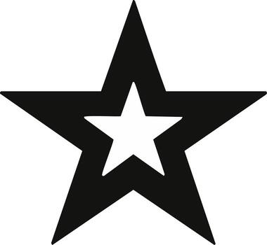 Star Within Star Flat Design, Black and White Graphics Element vector