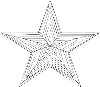 Geometric star sketch illustration with abstract hand drawn line pattern vector