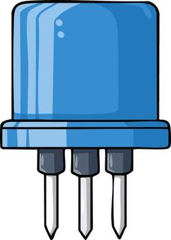 Bright Blue Electronic Sensor Component with Three Pins for Circuitry and Technology Illustration vector