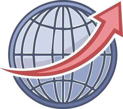 Global Growth and Progress Concept Icon with Upward Arrow vector