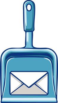 Dustpan holding an envelope symbolizing cleaning junk mail and spam email messages vector