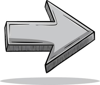 Grey arrow pointing right direction illustration design element vector