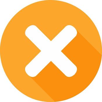 Orange Circle with White Cross Symbol Displaying Decline or Rejection Notification with Flat Shadow vector