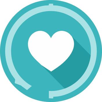 corazón en turquesa circulo con cargando bar para aplicación icono o sitio web elemento vector