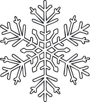 Stylized snowflake outline drawing simple geometric winter pattern vector