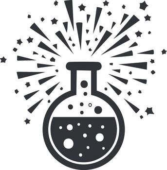 Laboratory Flask with Bubbles and Explosive Bursting Effect Decorative Illustration vector