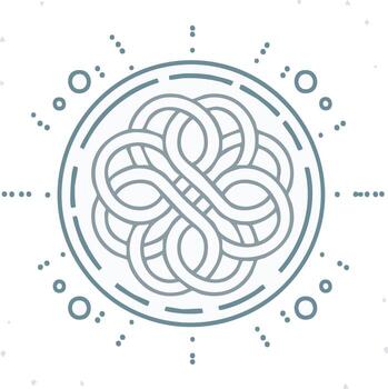 Elegant abstract intricate knot pattern in a serene circular cosmic design vector