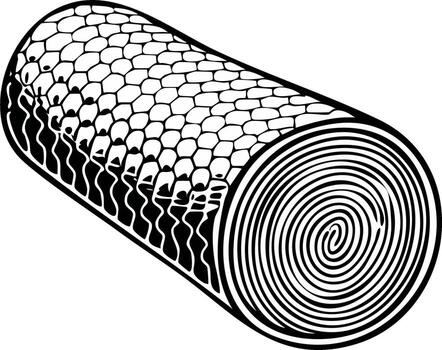icon of a rolled carpet or sod with a spiral cross-section and hexagonal pattern vector