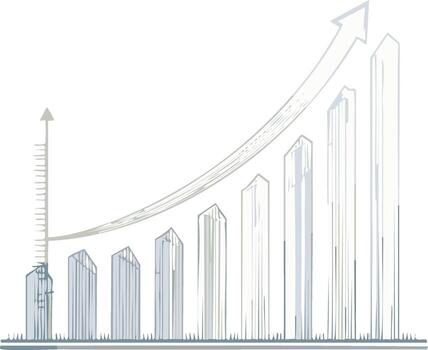 Abstract bar chart illustration showing continuous business development and upward trend vector