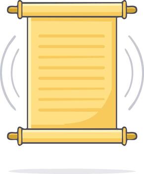 Gold parchment paper scroll unrolling, historical message document concept, illustration vector