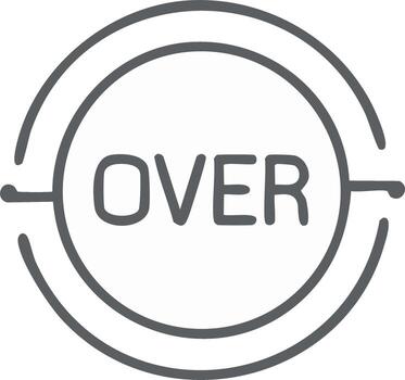 Stylized over word graphic icon in a double circle outline symbol for completion status vector