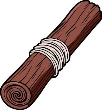 Cartoon wooden scroll tied with rope for ancient message vector