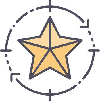 Star in a target scope icon symbolizing goal, success, and high quality rating vector
