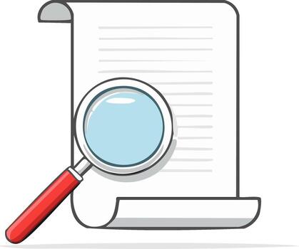 Magnifying Glass over Document Illustration of Paper Scroll for Examination vector