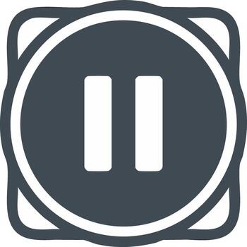 resumen oscuro gris pausa botón icono en un ondulado cuadrado para multimedia interfaz diseño vector