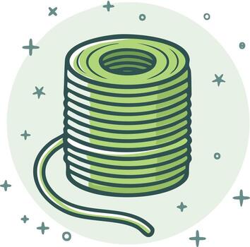 icono de un verde carrete de hilo cuerda o 3d impresora filamento vector