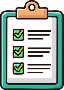 Illustration of a Clipboard with Check Marks and Lines for Text a Checklist or Task List Cartoon Style vector