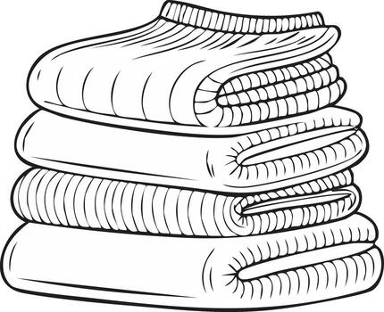 Stack of Folded Linens with Textured Edges and Soft Curves vector