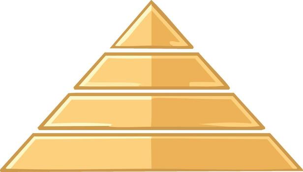 Layered Hierarchy Chart Depicting Golden Pyramid Structure with Four Tiers vector