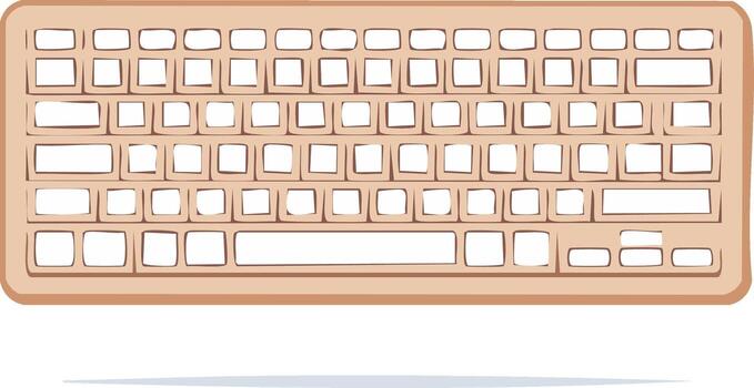 Cartoon style computer keyboard illustration with blank keys for customization and graphic design projects vector