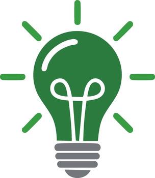 Bright Green Lightbulb Icon Representing Idea Generation and Creative Solutions Symbol vector
