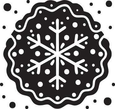 Stylized snowflake cookie with small dots and frosted icing decorative border vector