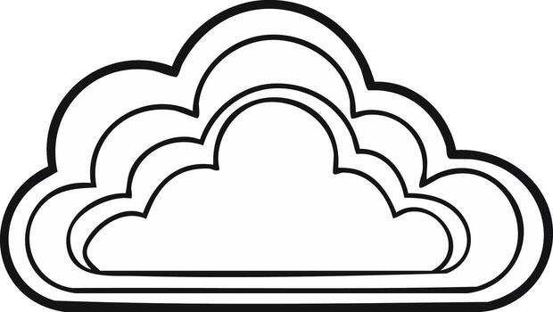 Minimalist black outline cloud icon for data storage, computing, and internet technology vector