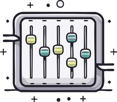 Modern Hand Drawn Audio Equalizer Interface for Sound Control and Digital Music Adjustment Settings vector