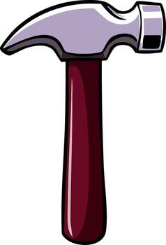 Cartoon Claw Hammer Tool with Red Handle Isolated vector