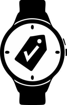 A watch with a check mark on it vector