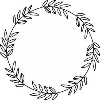 Simple Botanical Circle Frame, Leafy Wreath Hand Drawn Style for Design Elements vector