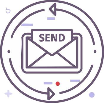 Email Send Message Delivery Icon with Circular Refresh Arrows and Modern Line Art vector