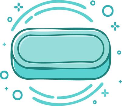 Clean aqua soap bar with sparkling bubbles and motion lines vector