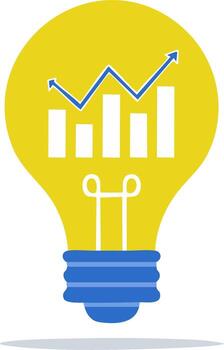 Light bulb conceptualizing growth and profit charts and upward trending graph arrow vector