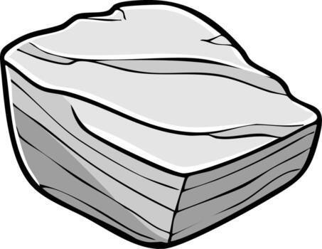 Stylized grey stone block with line details for graphic design applications. illustration vector