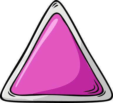 triangular forma con un vibrante rosado llenar y grueso negro contorno vector