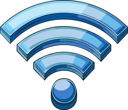 Vibrant Blue Wireless Network Icon Depiction Three Bars and Sphere Symbolizing Connection and Technology vector