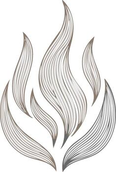 Organic abstract illustration of dynamic energy with stylized flame or leaf shapes and linear texture vector