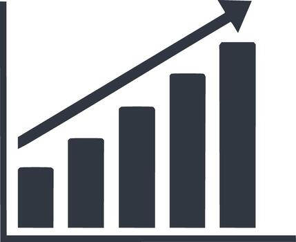 Rising Bar Graph with Upward Arrow Showing Growth and Improvement vector