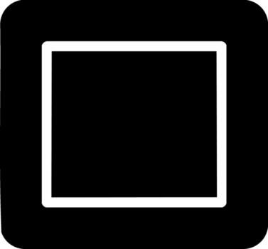 Geometric black rounded square with white inner frame, minimalist icon graphic vector