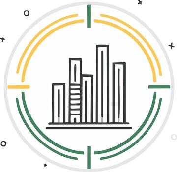 Statistics Icon in Target-shaped Badge, Infographic in Circles, Data Presentation, Finance vector