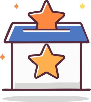 Vivid star inserted into a ballot box icon for voting feedback and top quality selection vector
